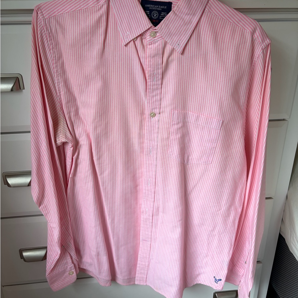 American Eagle Outfitters Men's Pink Button Down Shirt